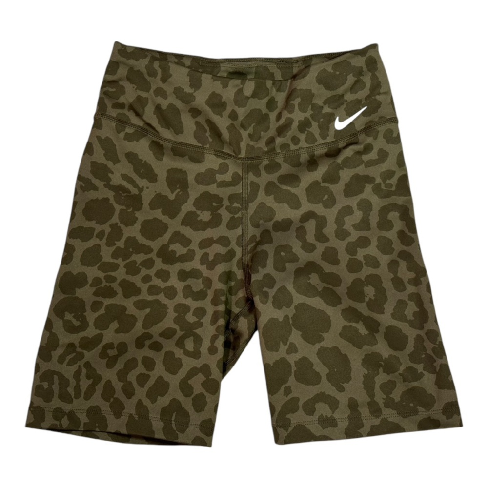SOLD - nike olive leopard print dri fit biker shorts